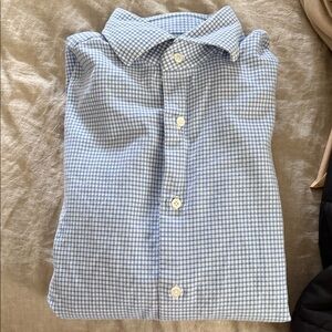 Asaia Napoli Slim Fit Gingham Cotton Buttoned front Dress Shirt. 15.5